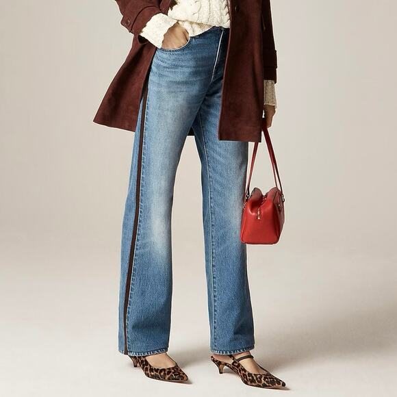 J. Crew Denim - J.Crew Mid Rise Relaxed Straight Jean with Suede Stripe Size 27 NWT